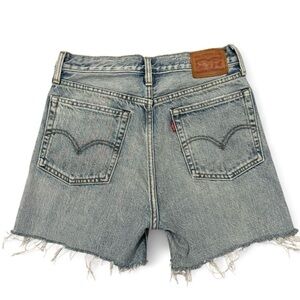 Levis premium blue raw hem cutoff denim shorts